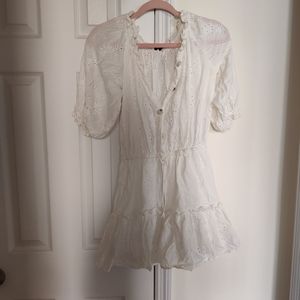 SABO SKIRT White eyelet puff sleeve mini dress